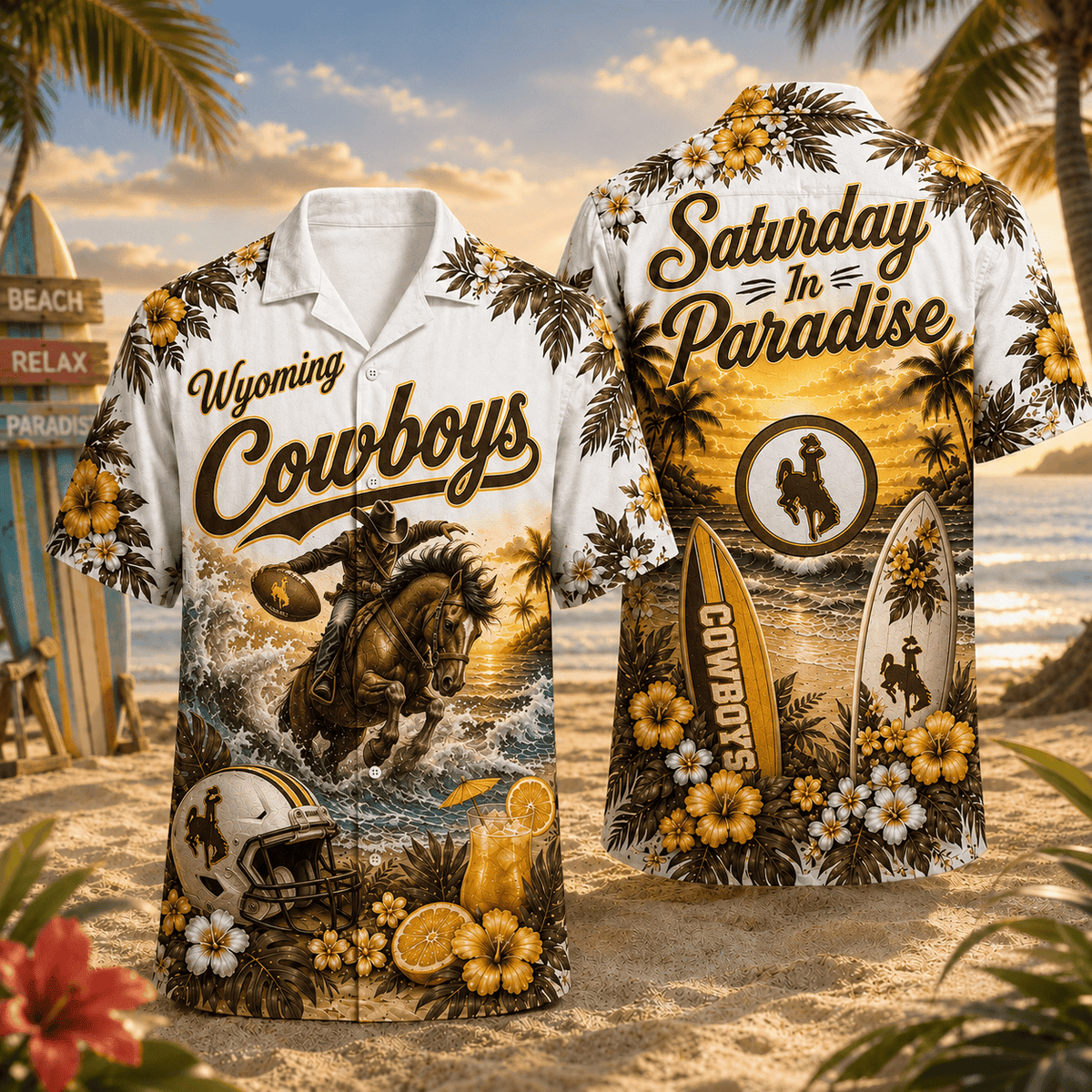 Wyoming Cowboys PLNCAACY01 NCAA Personalized Hawaiian Shirt