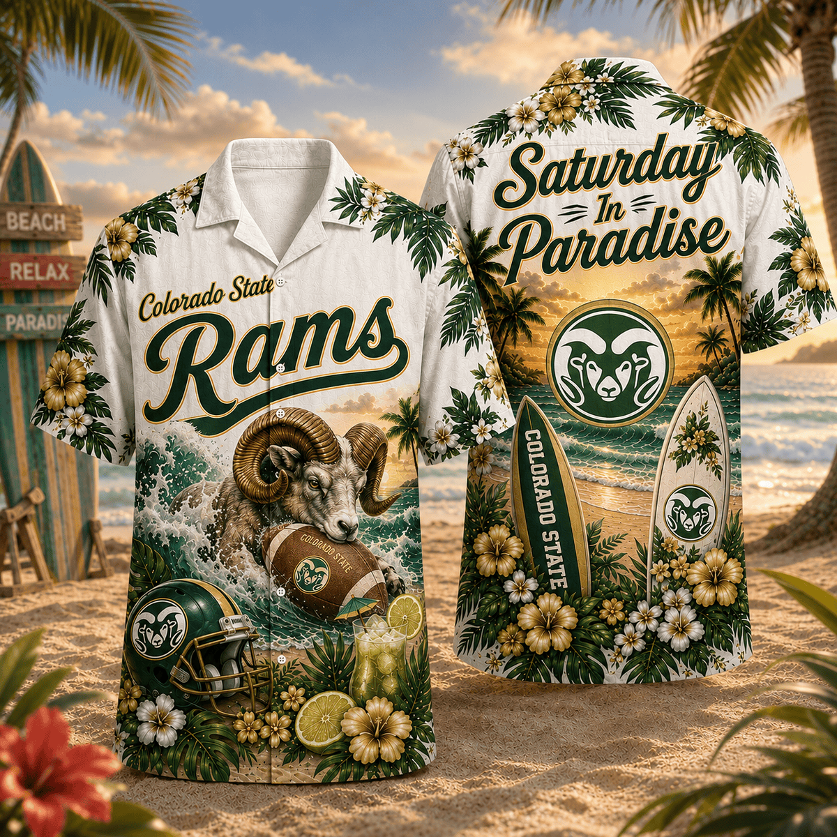 Colorado State Rams PLNCAACY01 NCAA Personalized Hawaiian Shirt