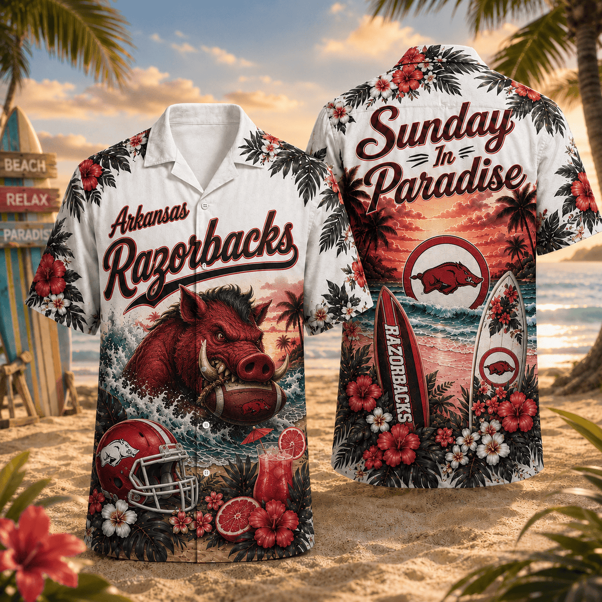 Arkansas Razorbacks PLNCAACY01 NCAA Personalized Hawaiian Shirt