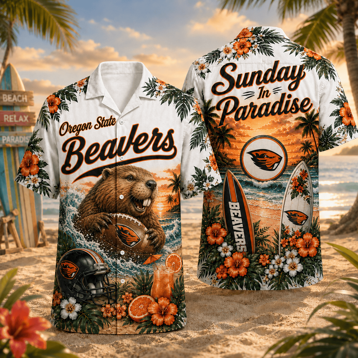 Oregon State Beavers PLNCAACY01 NCAA Personalized Hawaiian Shirt