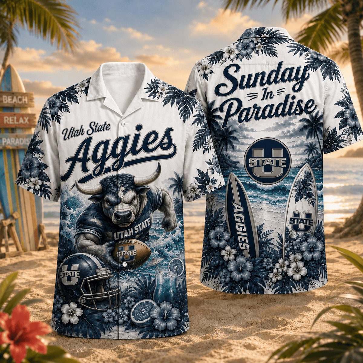 Utah State Aggies PLNCAACY01 NCAA Personalized Hawaiian Shirt