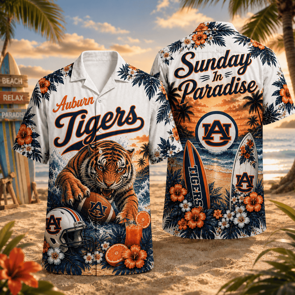 Auburn Tigers PLNCAACY01 NCAA Personalized Hawaiian Shirt
