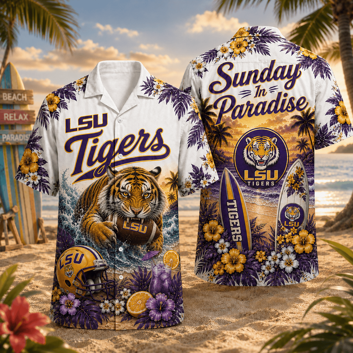 LSU Tigers PLNCAACY01 NCAA Personalized Hawaiian Shirt