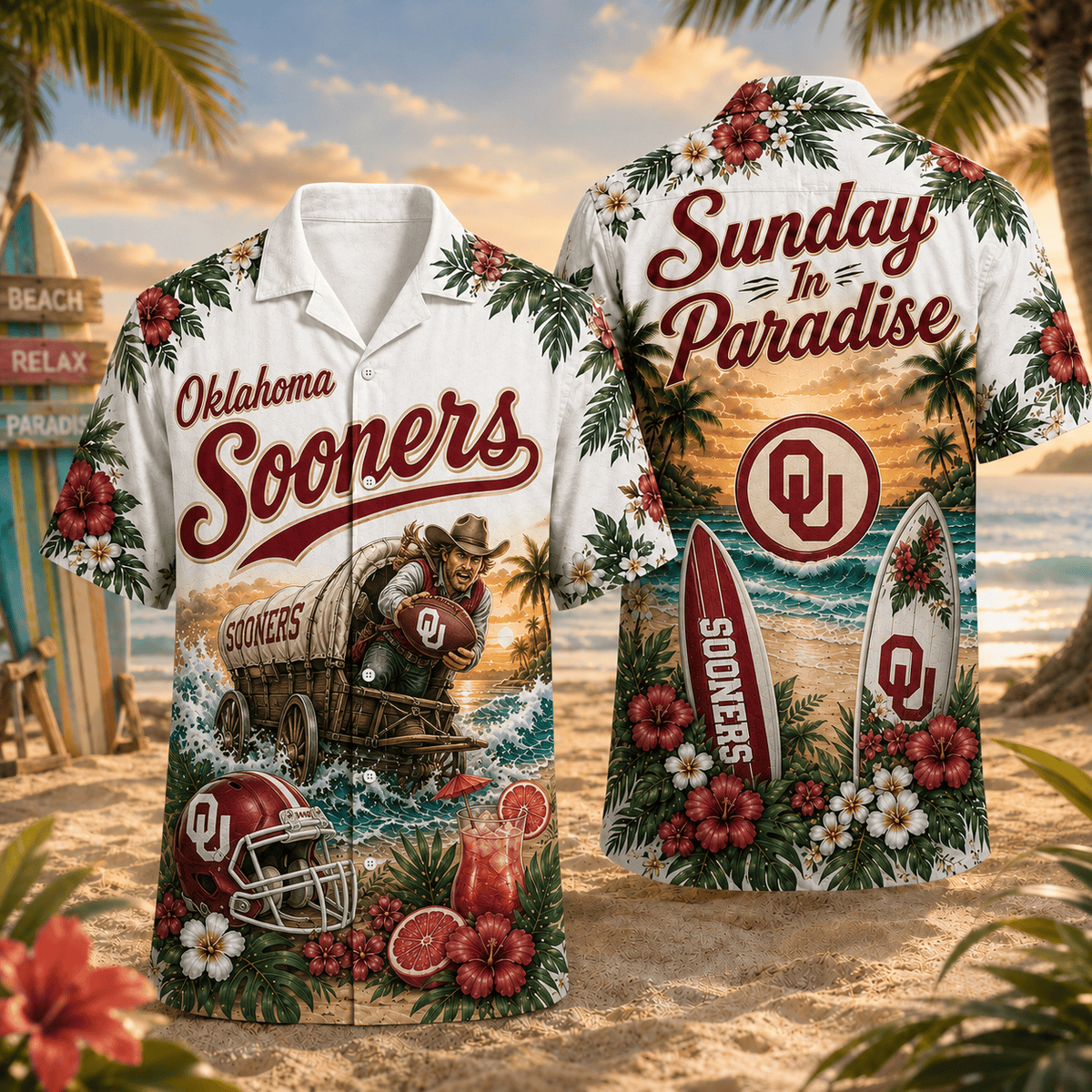 Oklahoma Sooners PLNCAACY01 NCAA Personalized Hawaiian Shirt
