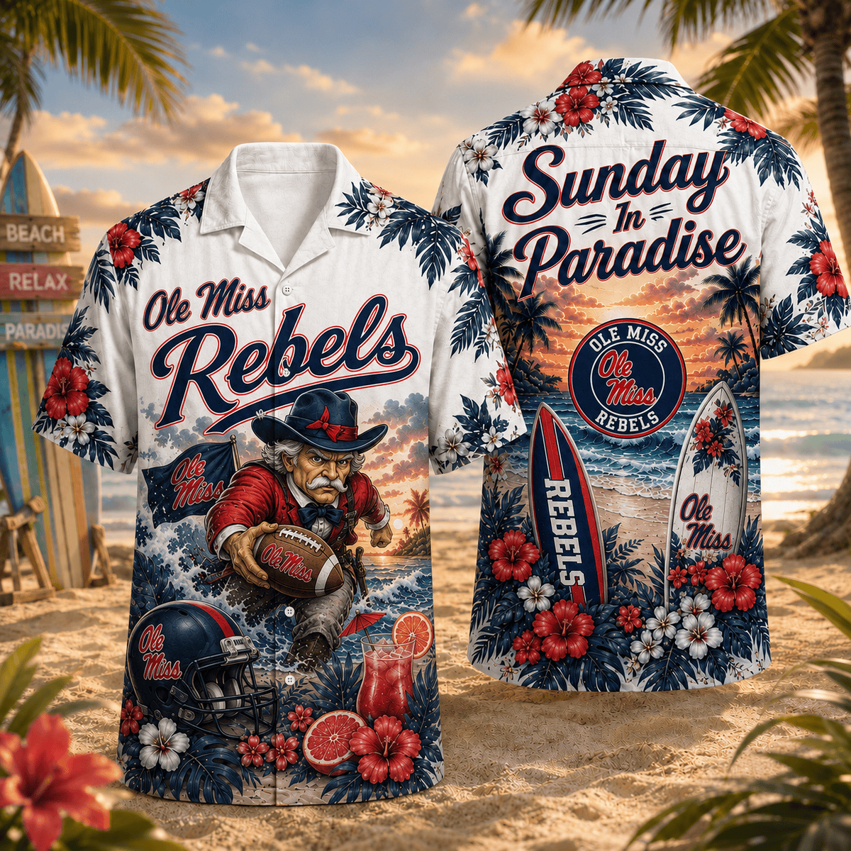 Ole Miss Rebels PLNCAACY01 NCAA Personalized Hawaiian Shirt