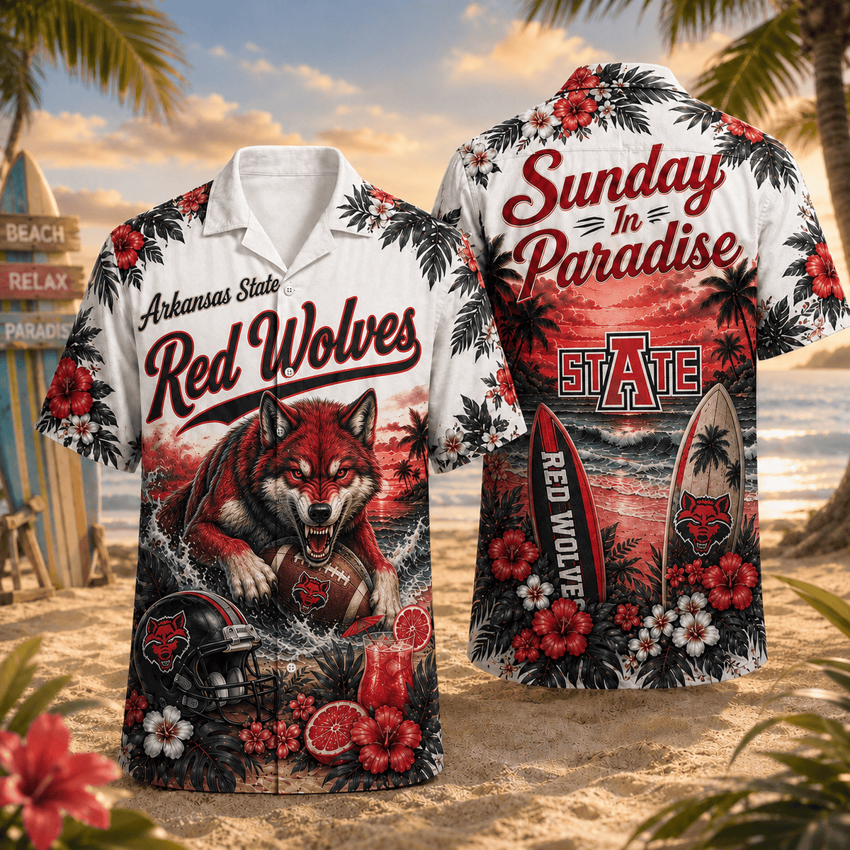 Arkansas State Red Wolves PLNCAACY01 NCAA Personalized Hawaiian Shirt