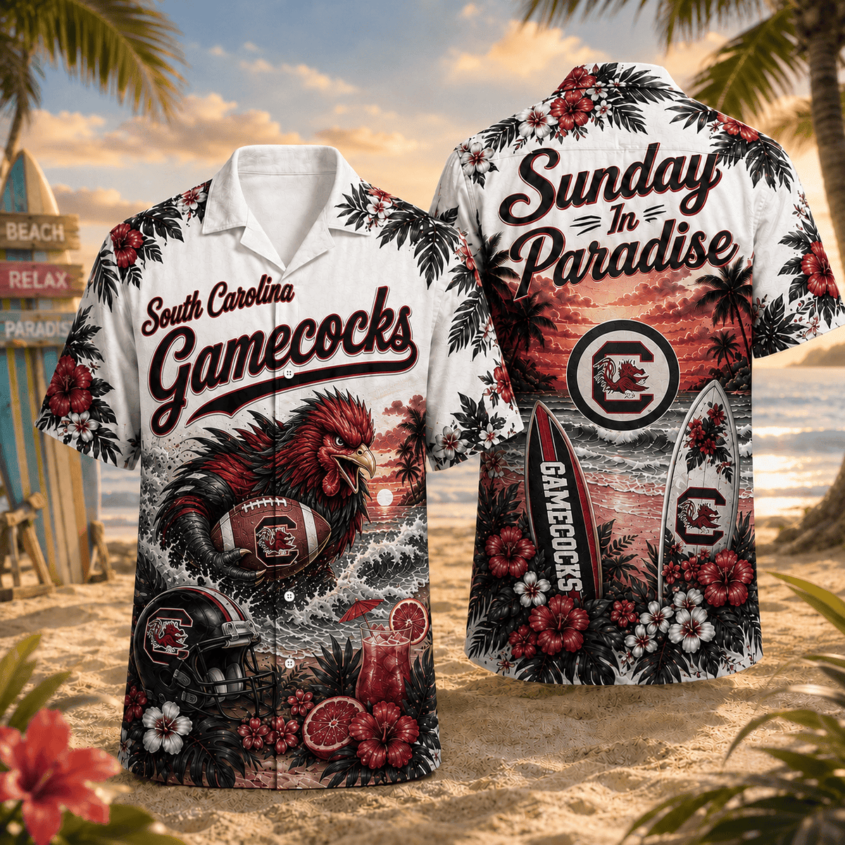 South Carolina Gamecocks PLNCAACY01 NCAA Personalized Hawaiian Shirt