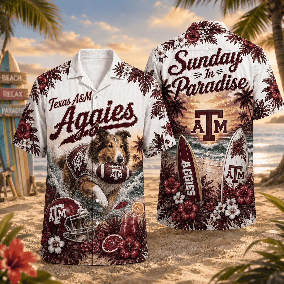 Texas A&M Aggies PLNCAACY01 NCAA Personalized Hawaiian Shirt