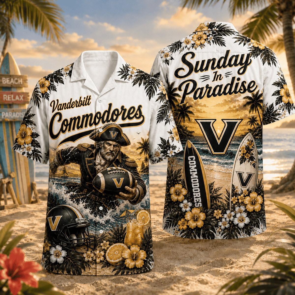 Vanderbilt Commodores PLNCAACY01 NCAA Personalized Hawaiian Shirt