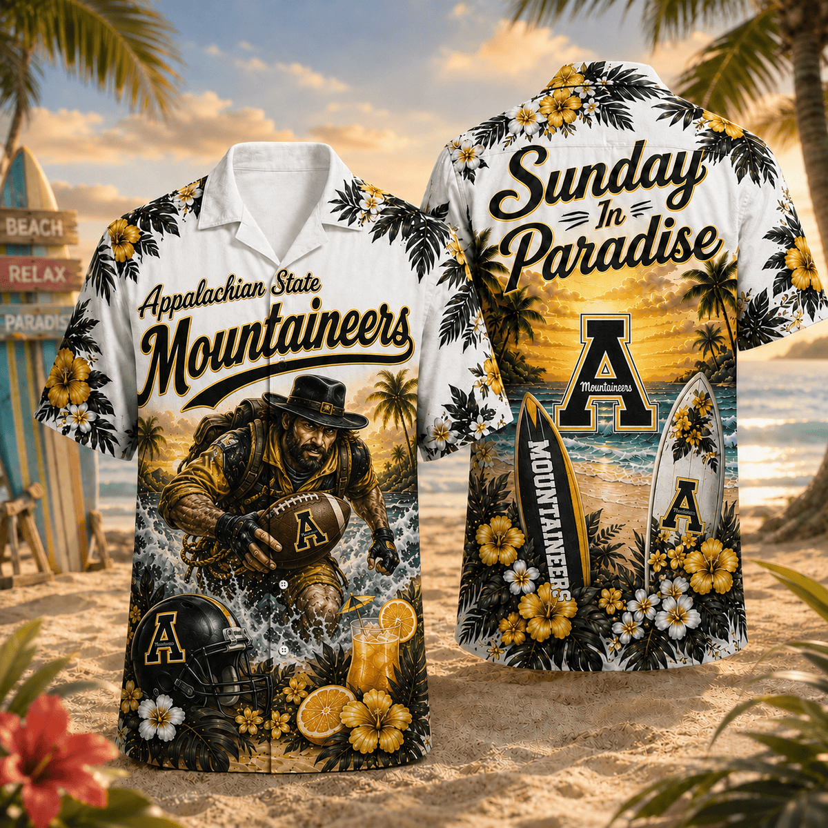 Appalachian State Mountaineers PLNCAACY01 NCAA Personalized Hawaiian Shirt