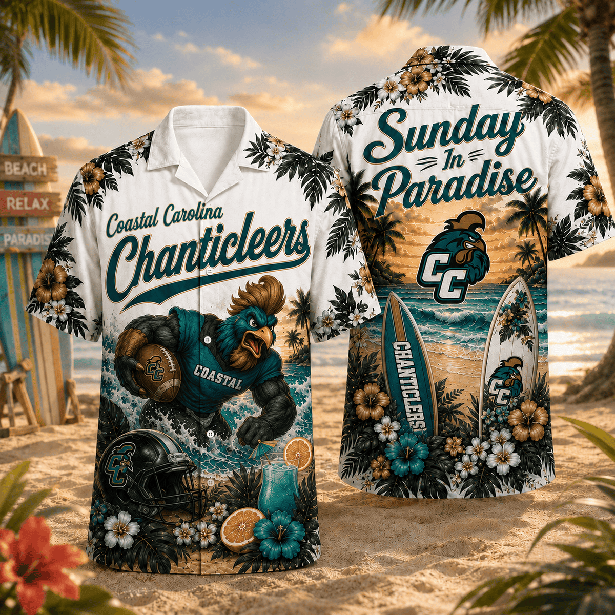 Coastal Carolina Chanticleers PLNCAACY01 NCAA Personalized Hawaiian Shirt
