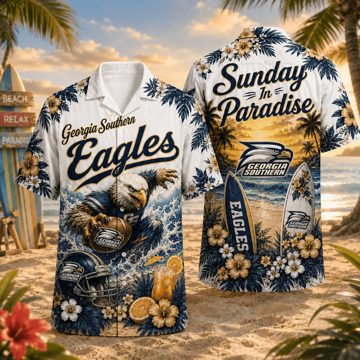 Georgia Southern Eagles PLNCAACY01 NCAA Personalized Hawaiian Shirt