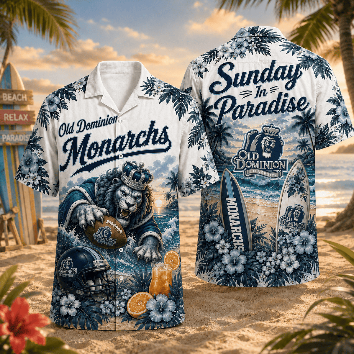 Old Dominion Monarchs PLNCAACY01 NCAA Personalized Hawaiian Shirt