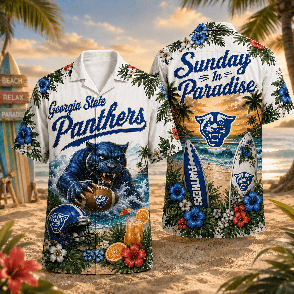 Georgia State Panthers PLNCAACY01 NCAA Personalized Hawaiian Shirt