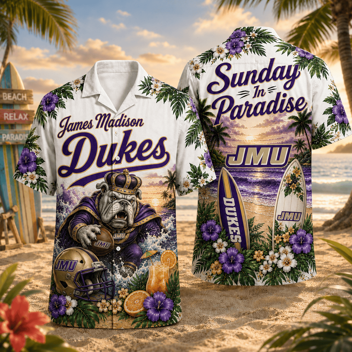 James Madison Dukes PLNCAACY01 NCAA Personalized Hawaiian Shirt