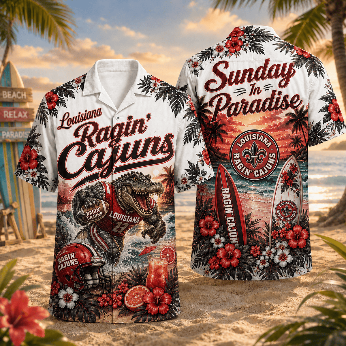 Louisiana Ragin' Cajuns PLNCAACY01 NCAA Personalized Hawaiian Shirt