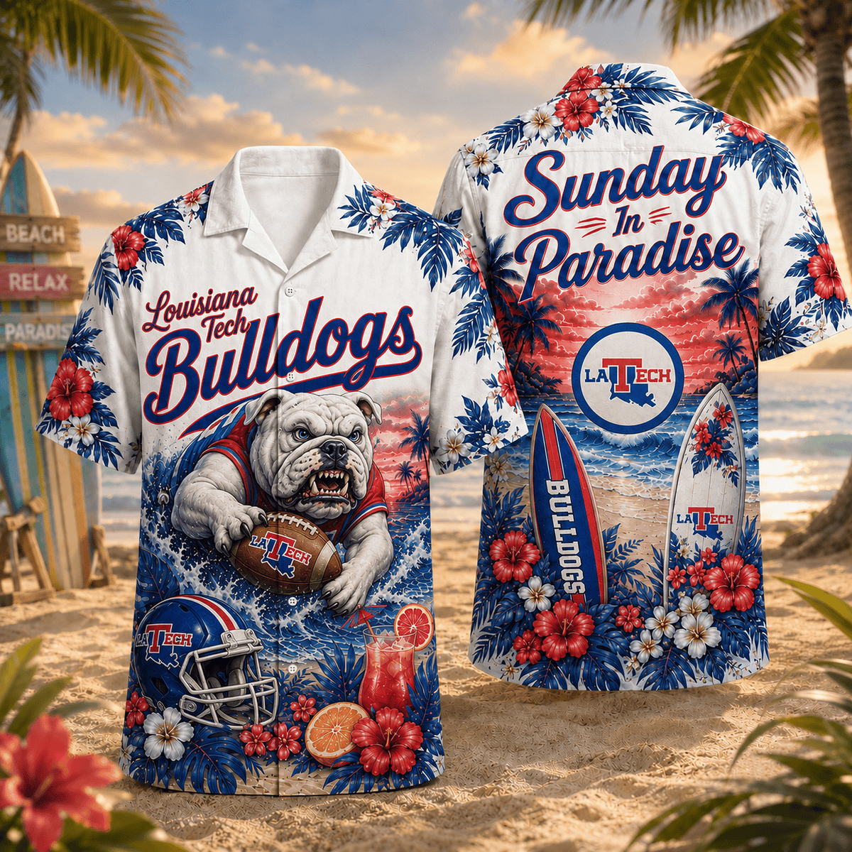 Louisiana Tech Bulldogs PLNCAACY01 NCAA Personalized Hawaiian Shirt