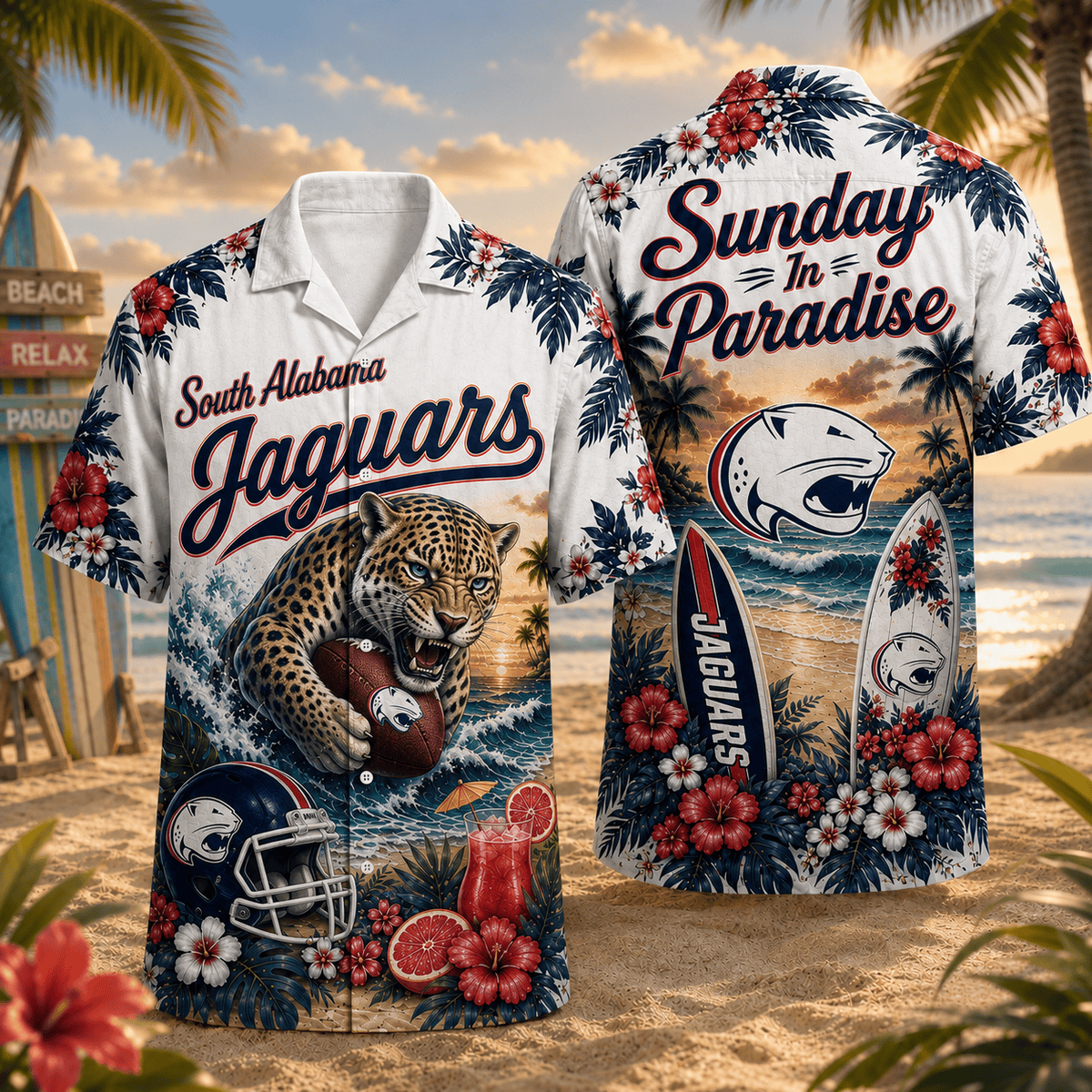 South Alabama Jaguars PLNCAACY01 NCAA Personalized Hawaiian Shirt