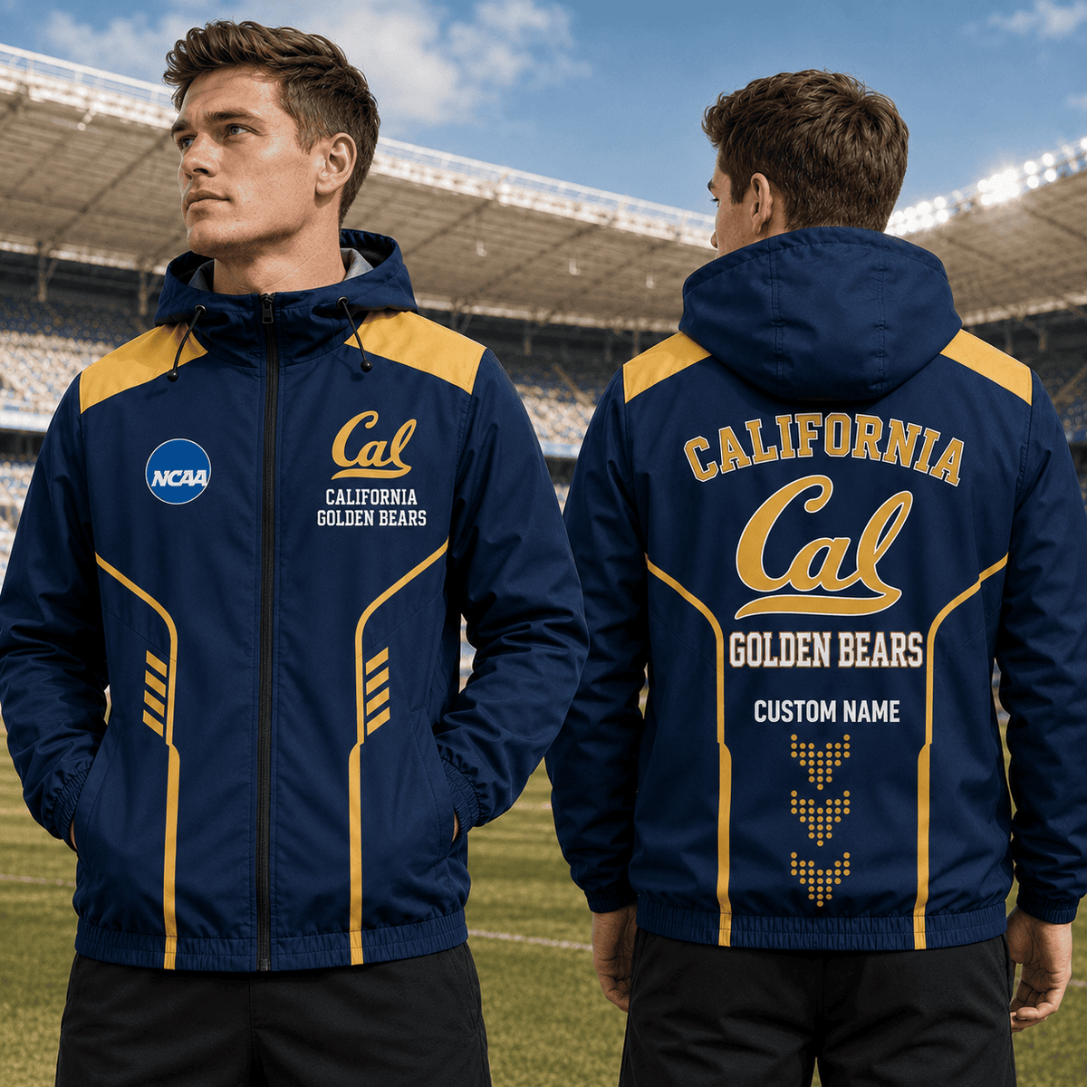 California Golden Bears TDNCAAWJ01 NCAA Personalized Outdoor Windbreaker Jacket