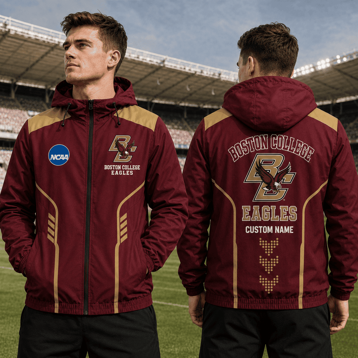 Boston College Eagles TDNCAAWJ01 NCAA Personalized Outdoor Windbreaker Jacket