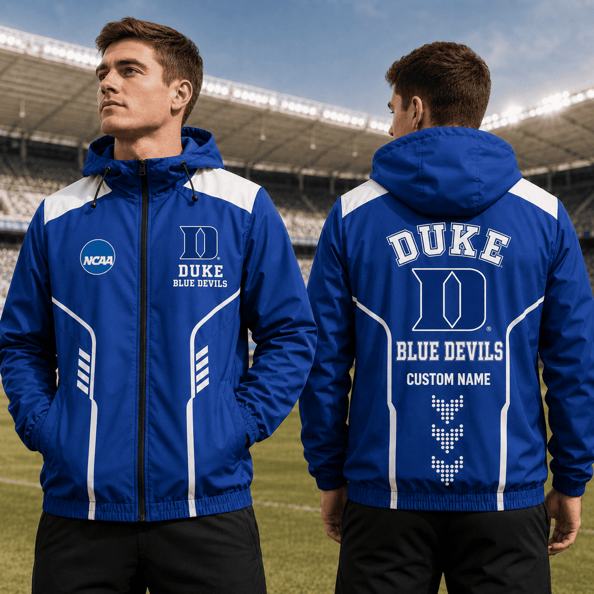 Duke Blue Devils TDNCAAWJ01 NCAA Personalized Outdoor Windbreaker Jacket