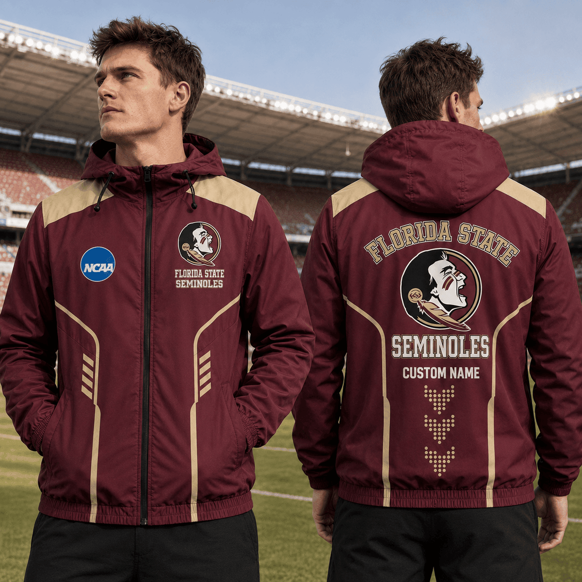 Florida State Seminoles TDNCAAWJ01 NCAA Personalized Outdoor Windbreaker Jacket