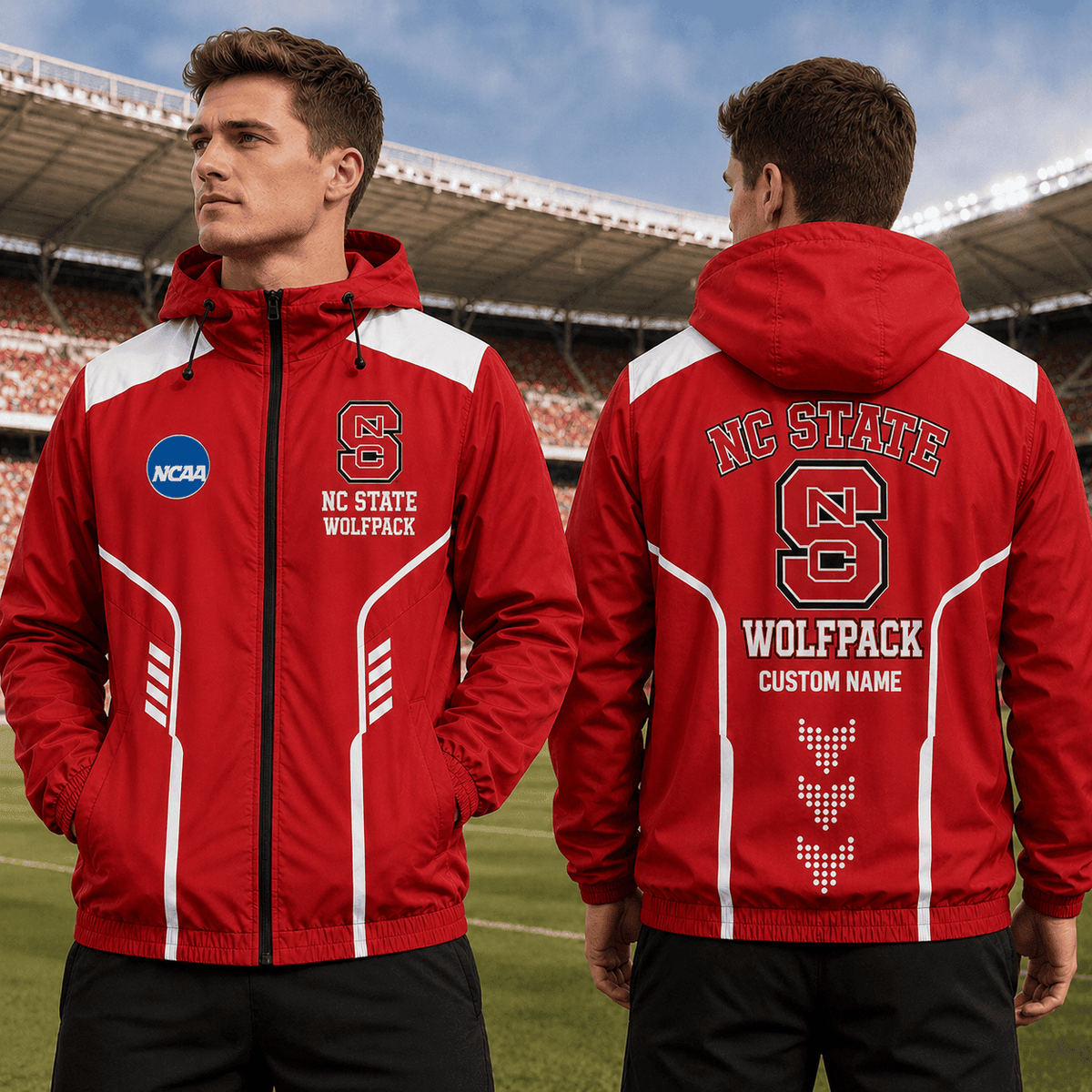 NC State Wolfpack TDNCAAWJ01 NCAA Personalized Outdoor Windbreaker Jacket