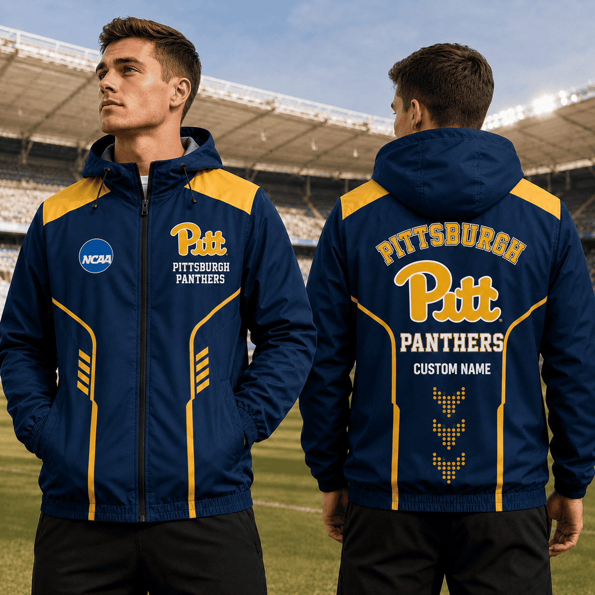 Pittsburgh Panthers TDNCAAWJ01 NCAA Personalized Outdoor Windbreaker Jacket