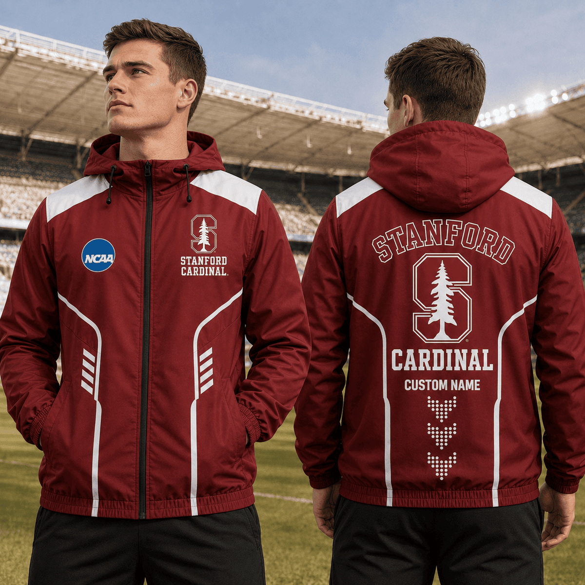 Stanford Cardinal TDNCAAWJ01 NCAA Personalized Outdoor Windbreaker Jacket