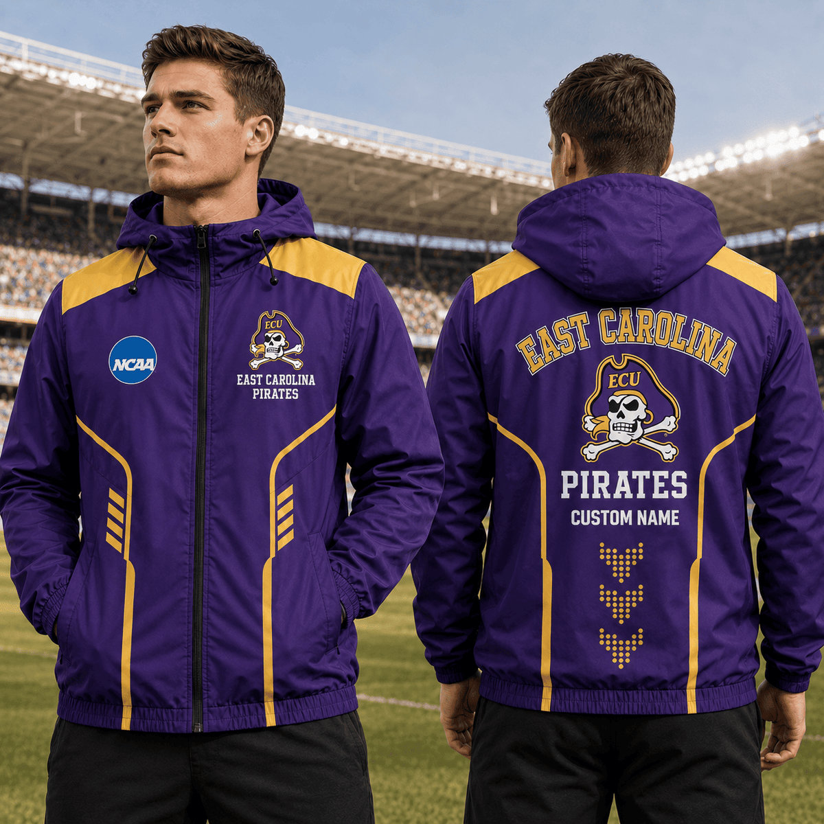 East Carolina Pirates TDNCAAWJ01 NCAA Personalized Outdoor Windbreaker Jacket