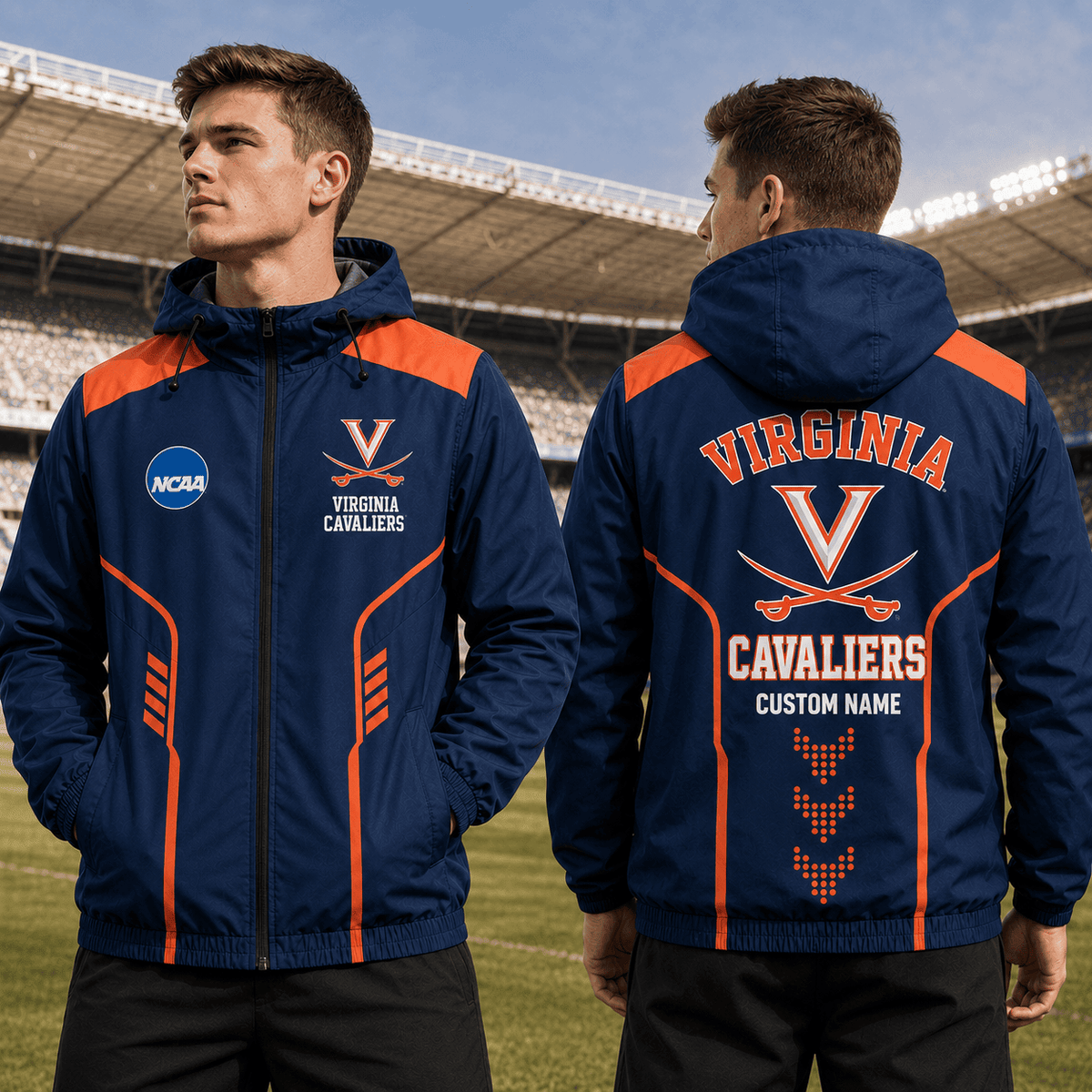 Virginia Cavaliers TDNCAAWJ01 NCAA Personalized Outdoor Windbreaker Jacket