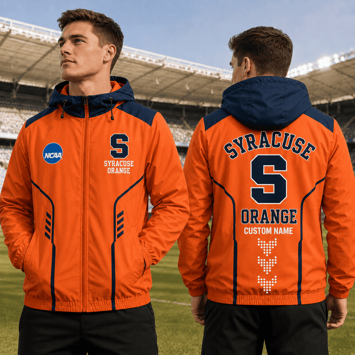 Syracuse Orange TDNCAAWJ01 NCAA Personalized Outdoor Windbreaker Jacket
