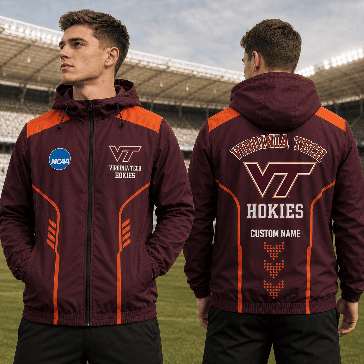 Virginia Tech Hokies TDNCAAWJ01 NCAA Personalized Outdoor Windbreaker Jacket