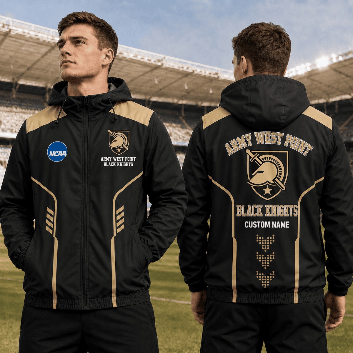 Army West Point Black Knights TDNCAAWJ01 NCAA Personalized Outdoor Windbreaker Jacket
