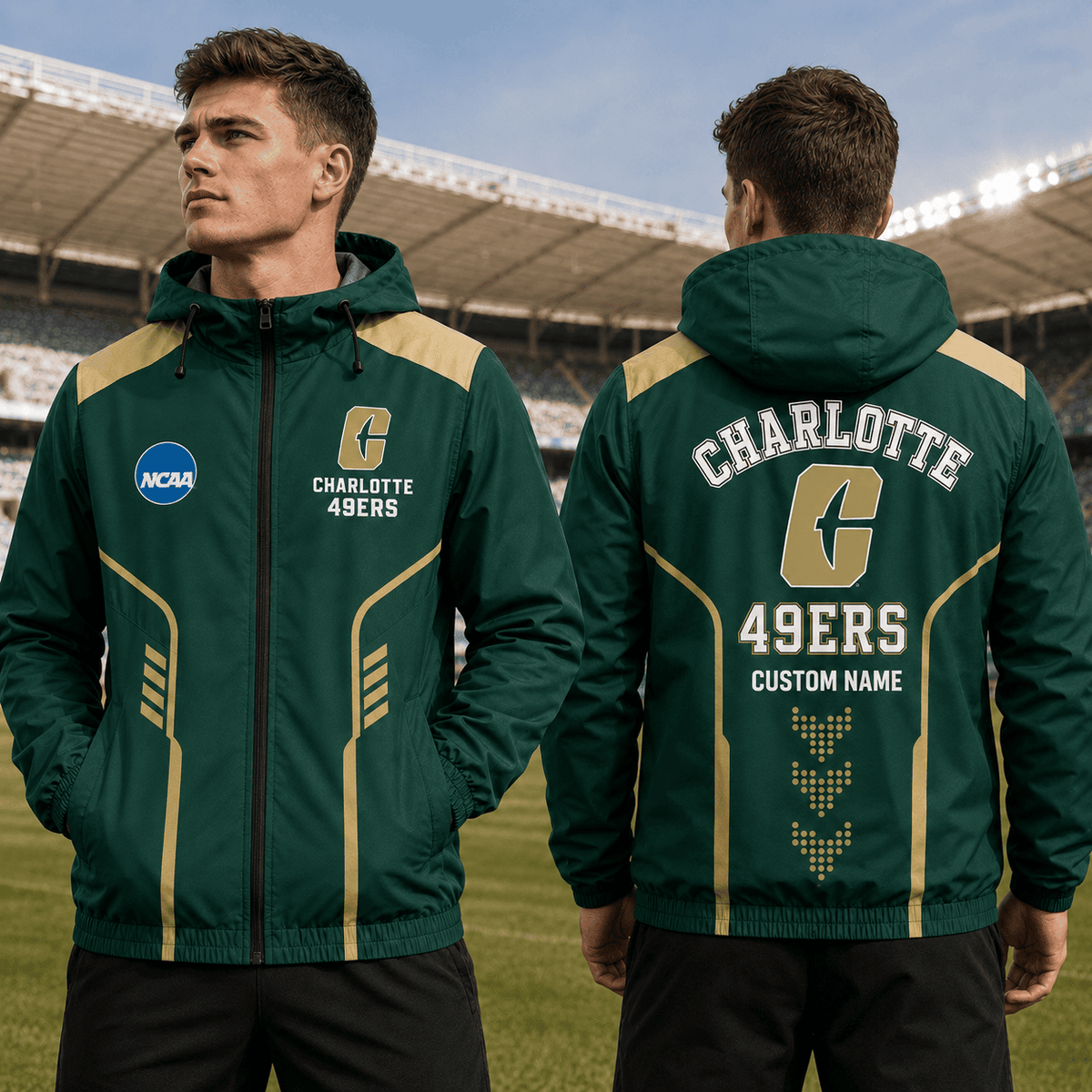 Charlotte 49ers TDNCAAWJ01 NCAA Personalized Outdoor Windbreaker Jacket
