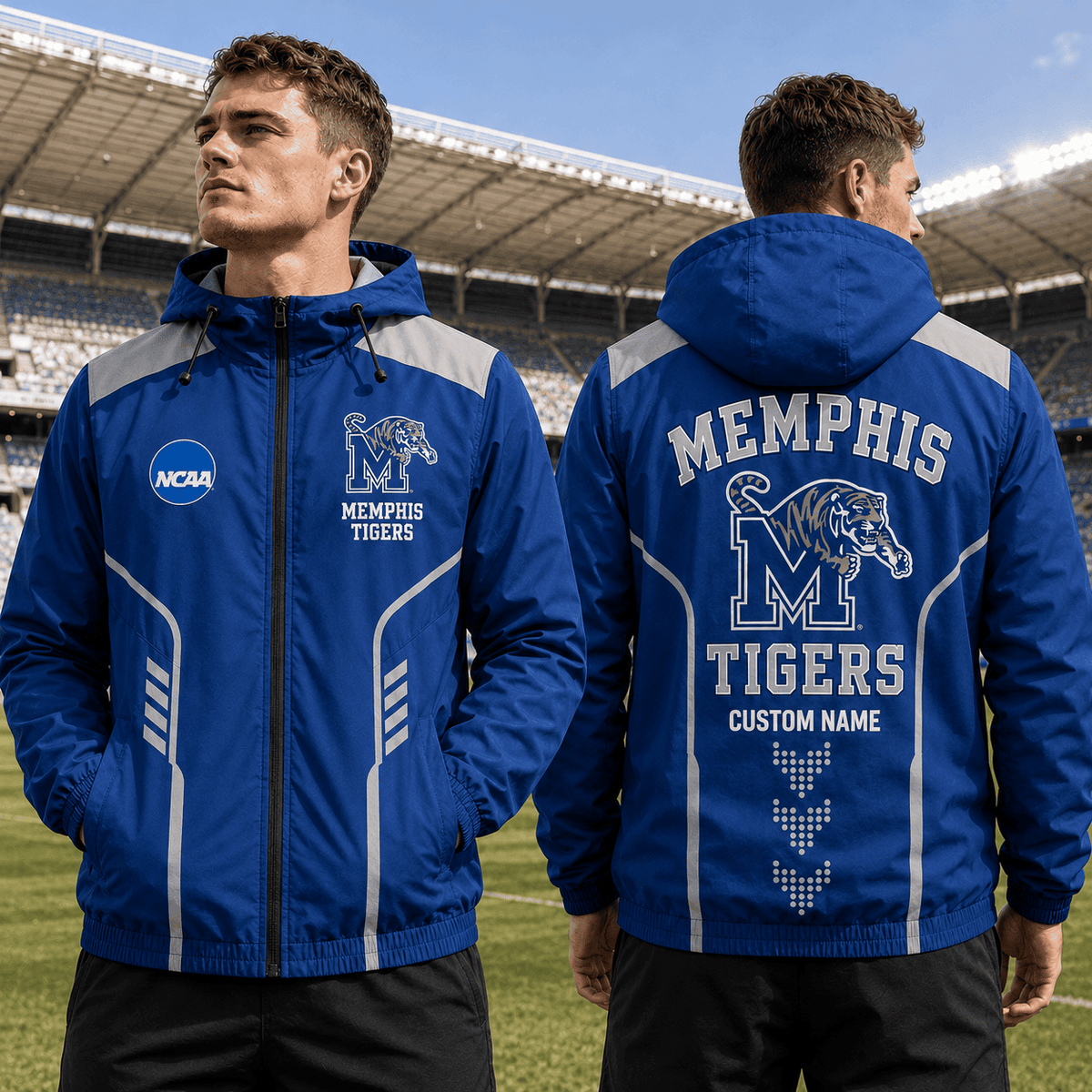 Memphis Tigers TDNCAAWJ01 NCAA Personalized Outdoor Windbreaker Jacket