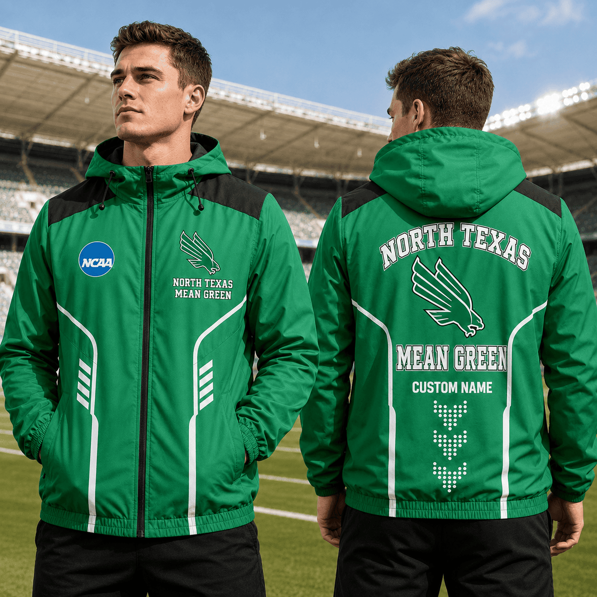 North Texas Mean Green TDNCAAWJ01 NCAA Personalized Outdoor Windbreaker Jacket