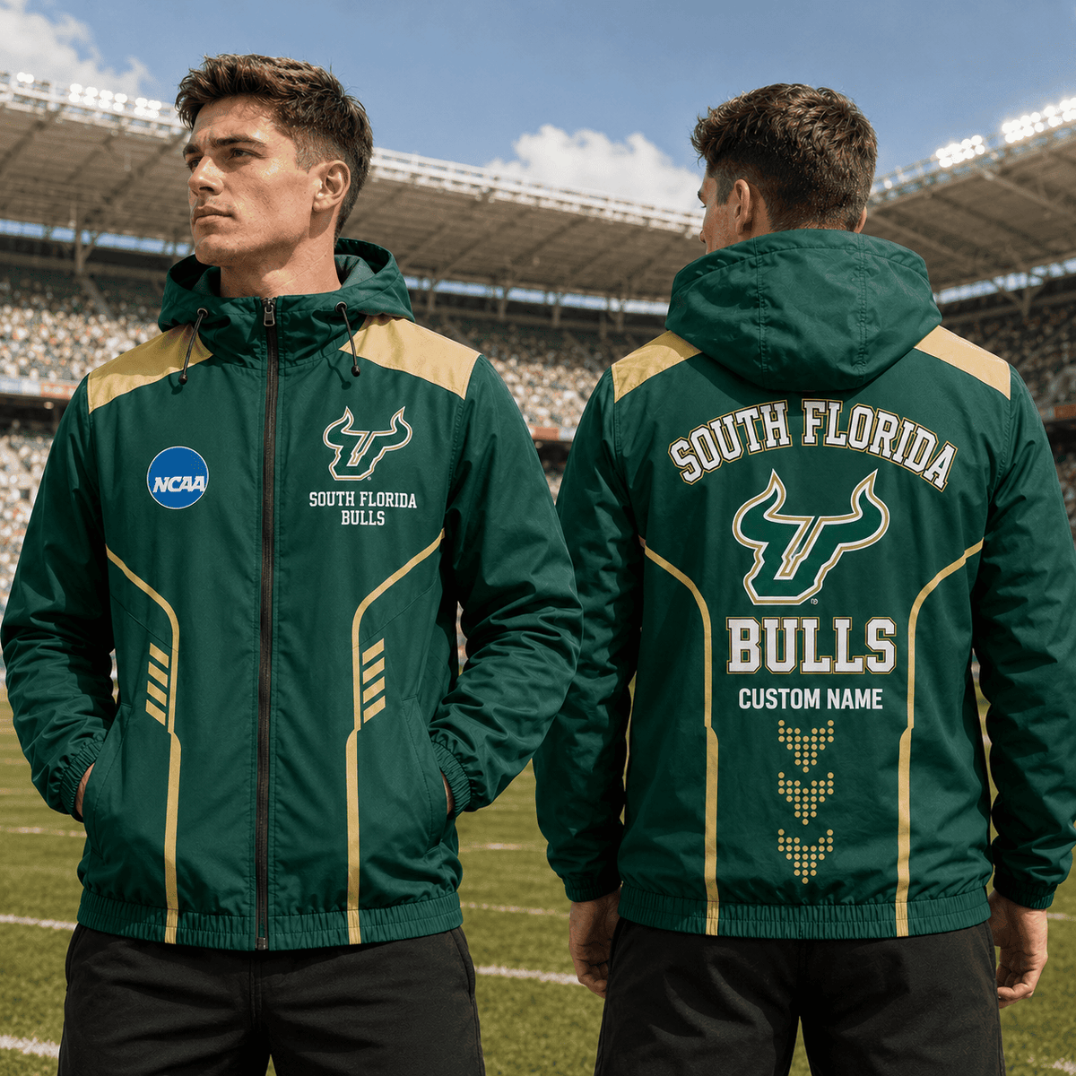 South Florida Bulls TDNCAAWJ01 NCAA Personalized Outdoor Windbreaker Jacket