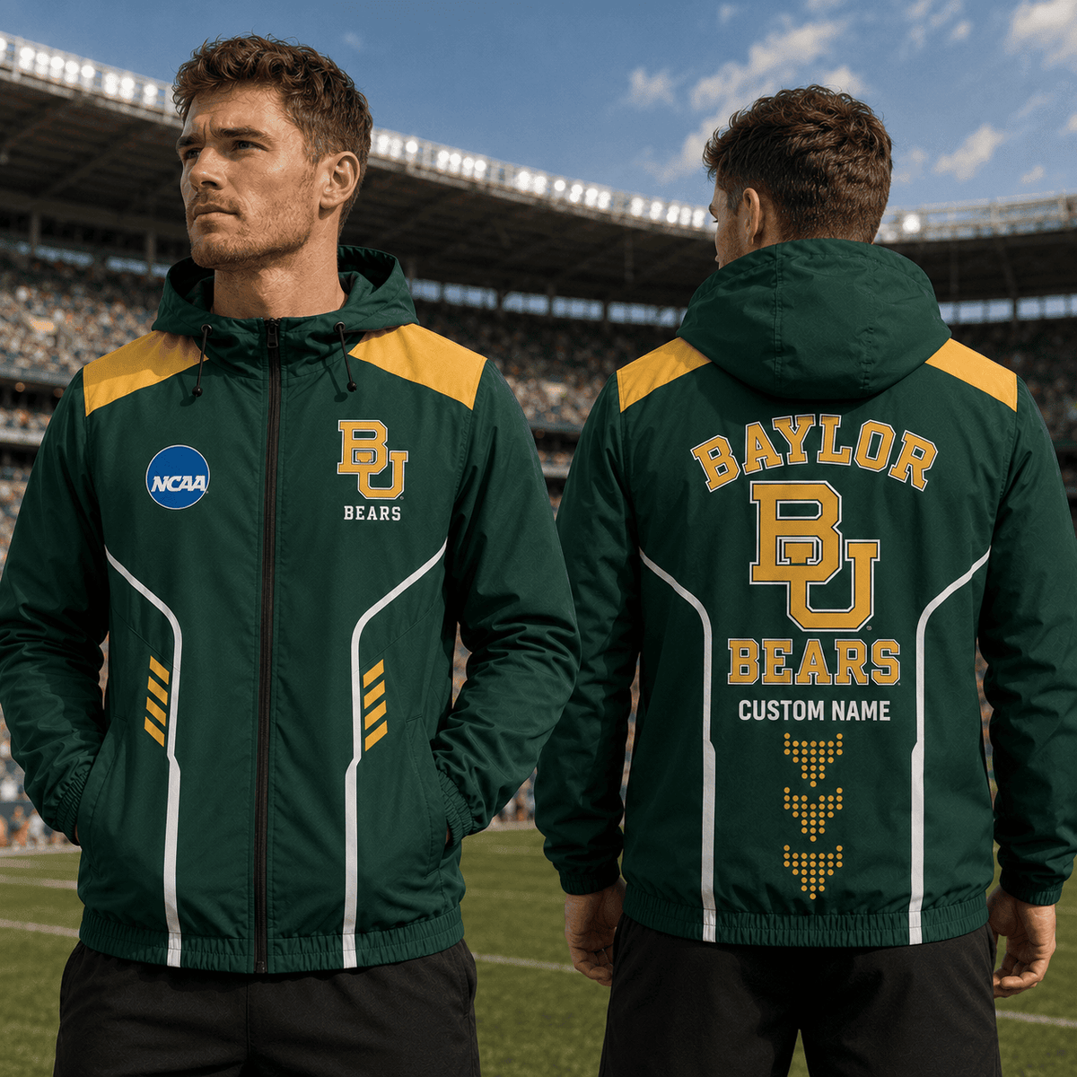 Baylor Bears TDNCAAWJ01 NCAA Personalized Outdoor Windbreaker Jacket