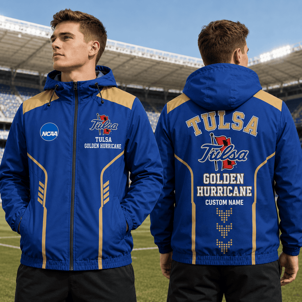Tulsa Golden Hurricane TDNCAAWJ01 NCAA Personalized Outdoor Windbreaker Jacket