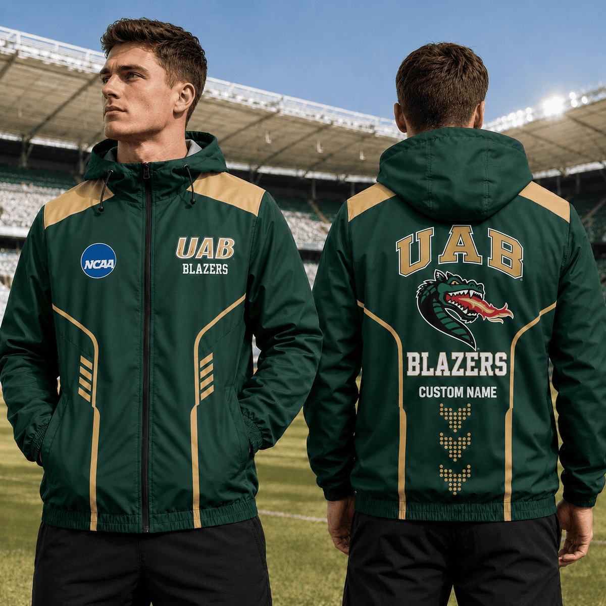 UAB Blazers TDNCAAWJ01 NCAA Personalized Outdoor Windbreaker Jacket