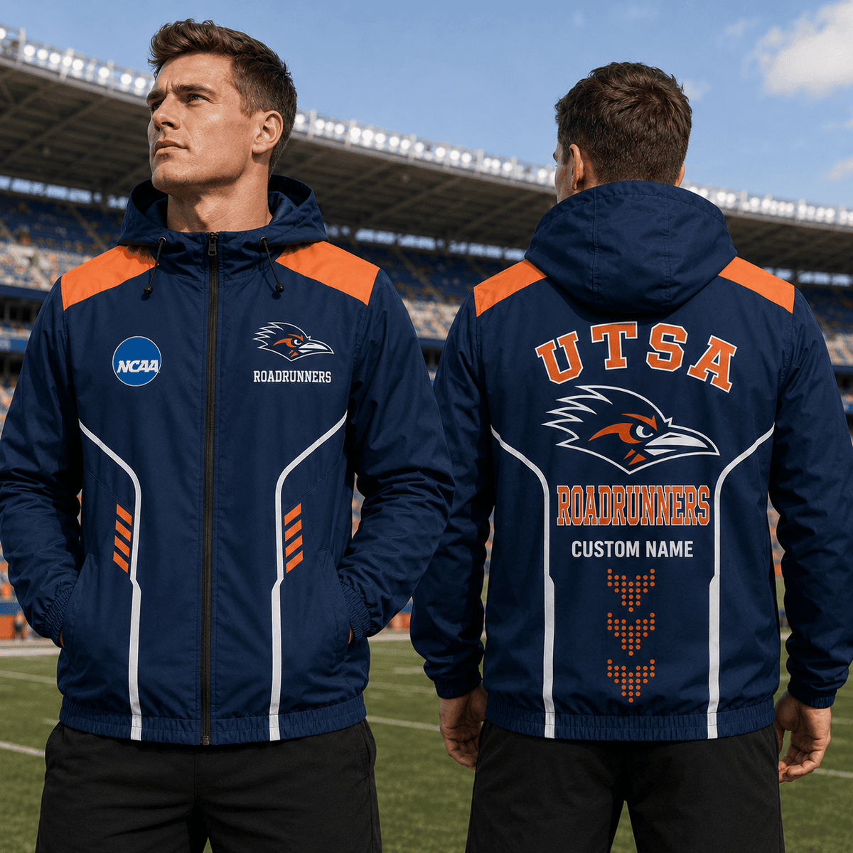 UTSA Roadrunners TDNCAAWJ01 NCAA Personalized Outdoor Windbreaker Jacket