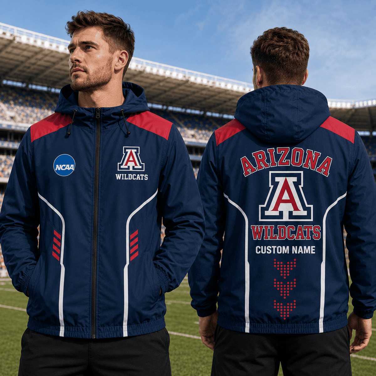 Arizona Wildcats TDNCAAWJ01 NCAA Personalized Outdoor Windbreaker Jacket