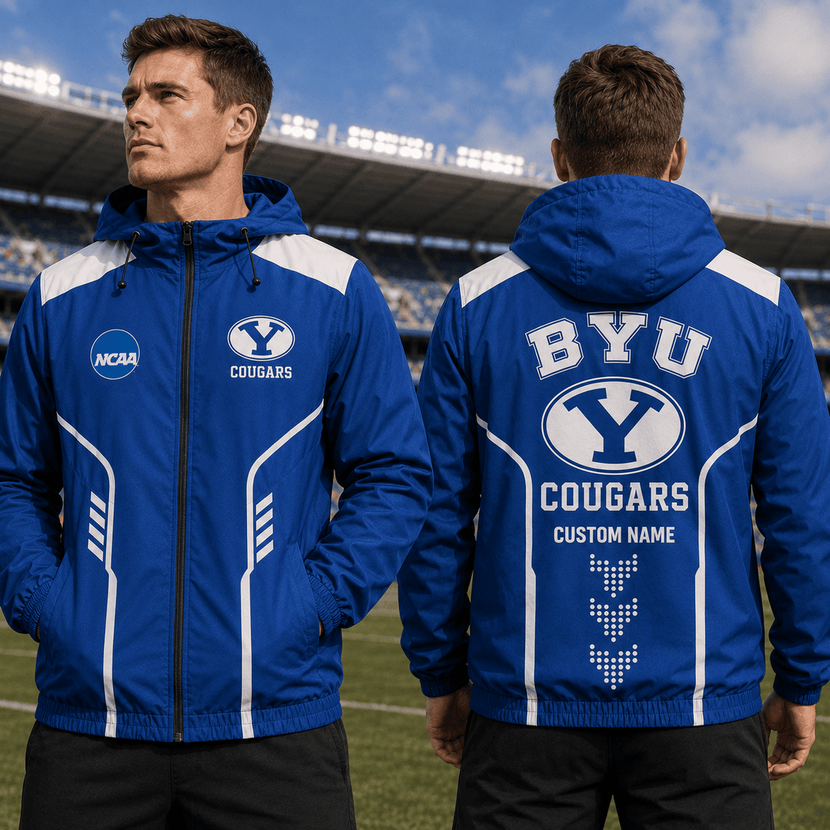 BYU Cougars TDNCAAWJ01 NCAA Personalized Outdoor Windbreaker Jacket