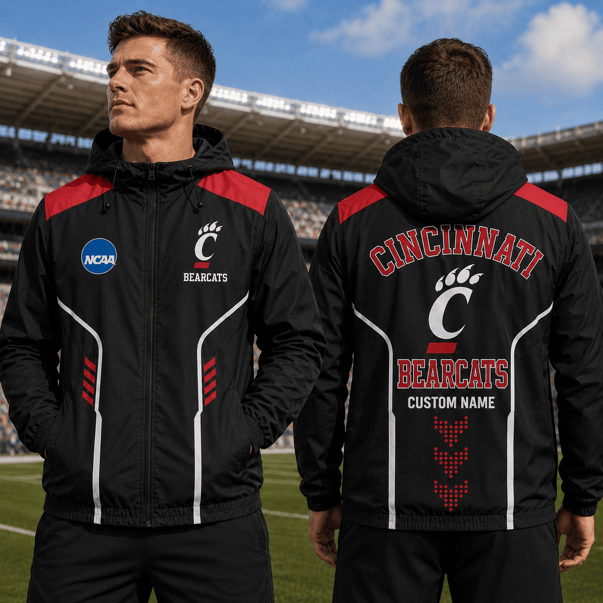 Cincinnati Bearcats TDNCAAWJ01 NCAA Personalized Outdoor Windbreaker Jacket