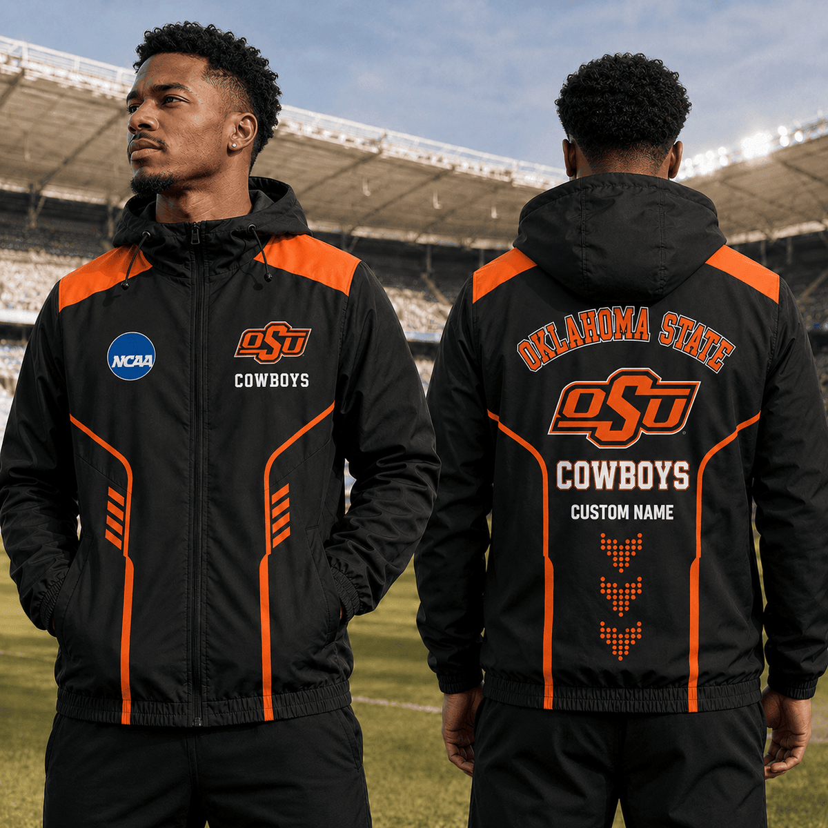 Oklahoma State Cowboys TDNCAAWJ01 NCAA Personalized Outdoor Windbreaker Jacket