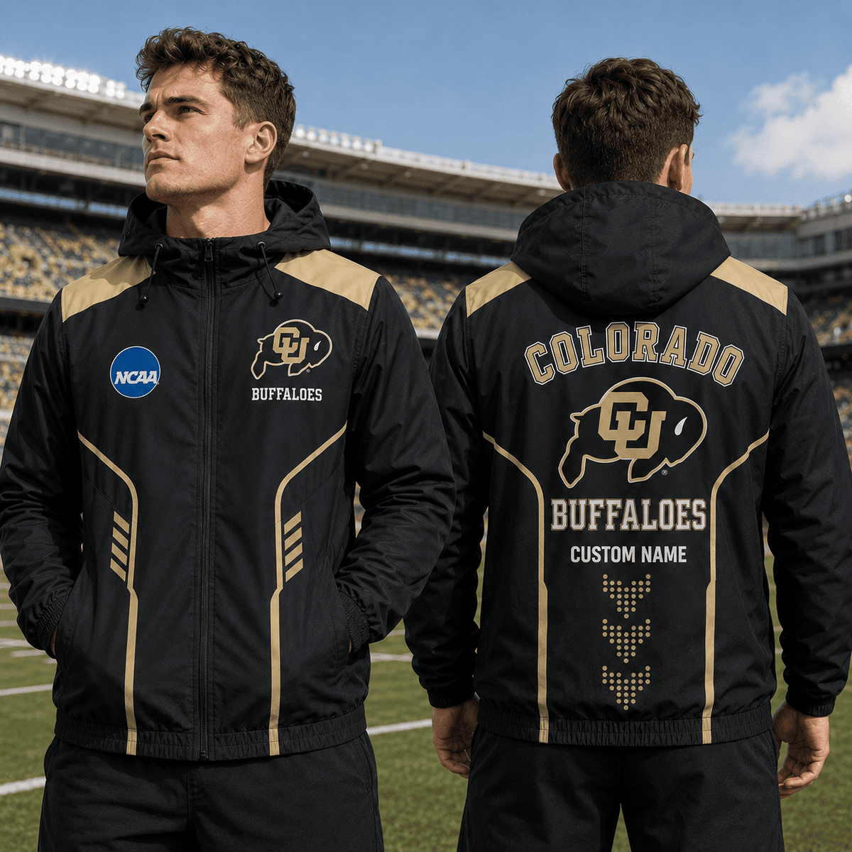 Colorado Buffaloes TDNCAAWJ01 NCAA Personalized Outdoor Windbreaker Jacket
