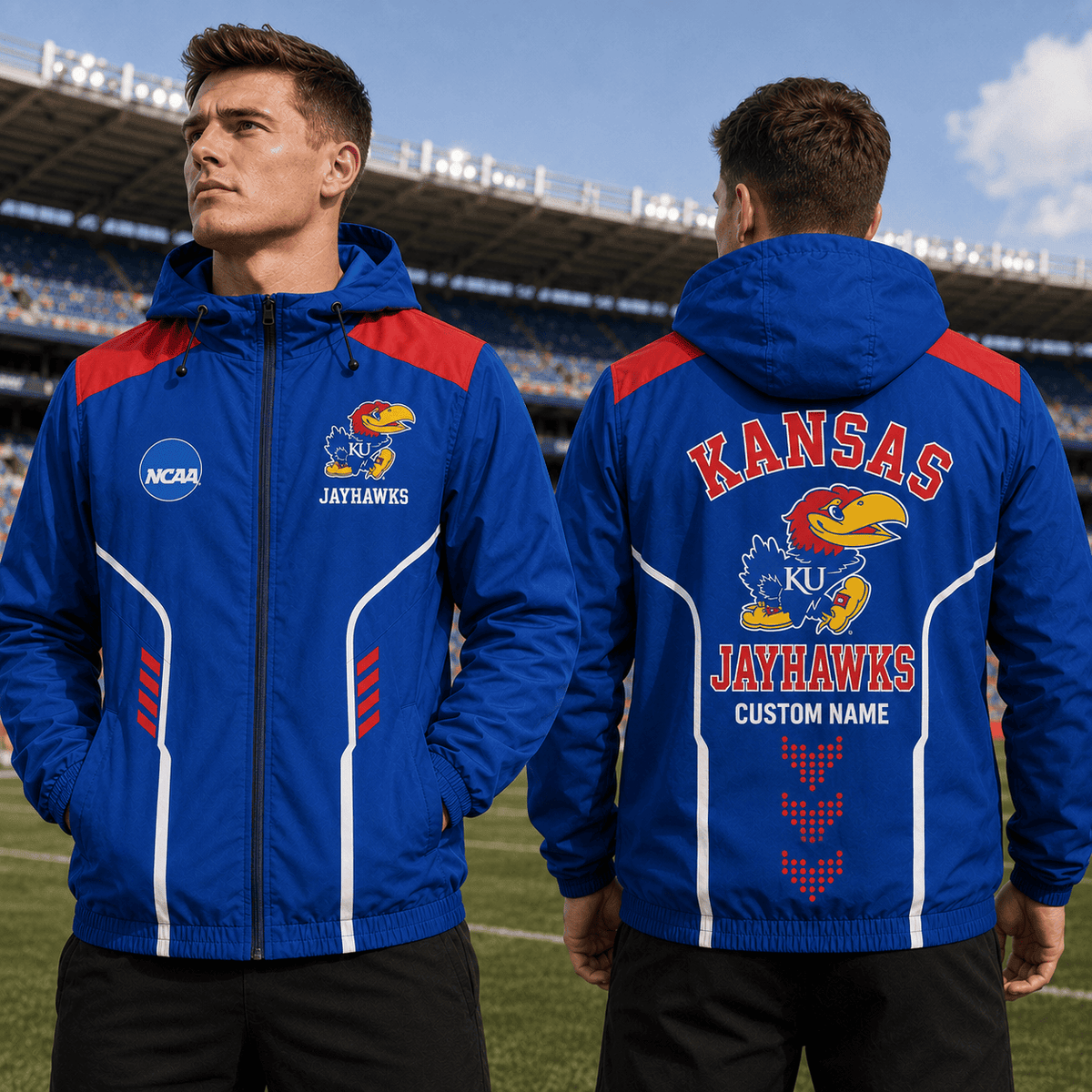 Kansas Jayhawks TDNCAAWJ01 NCAA Personalized Outdoor Windbreaker Jacket