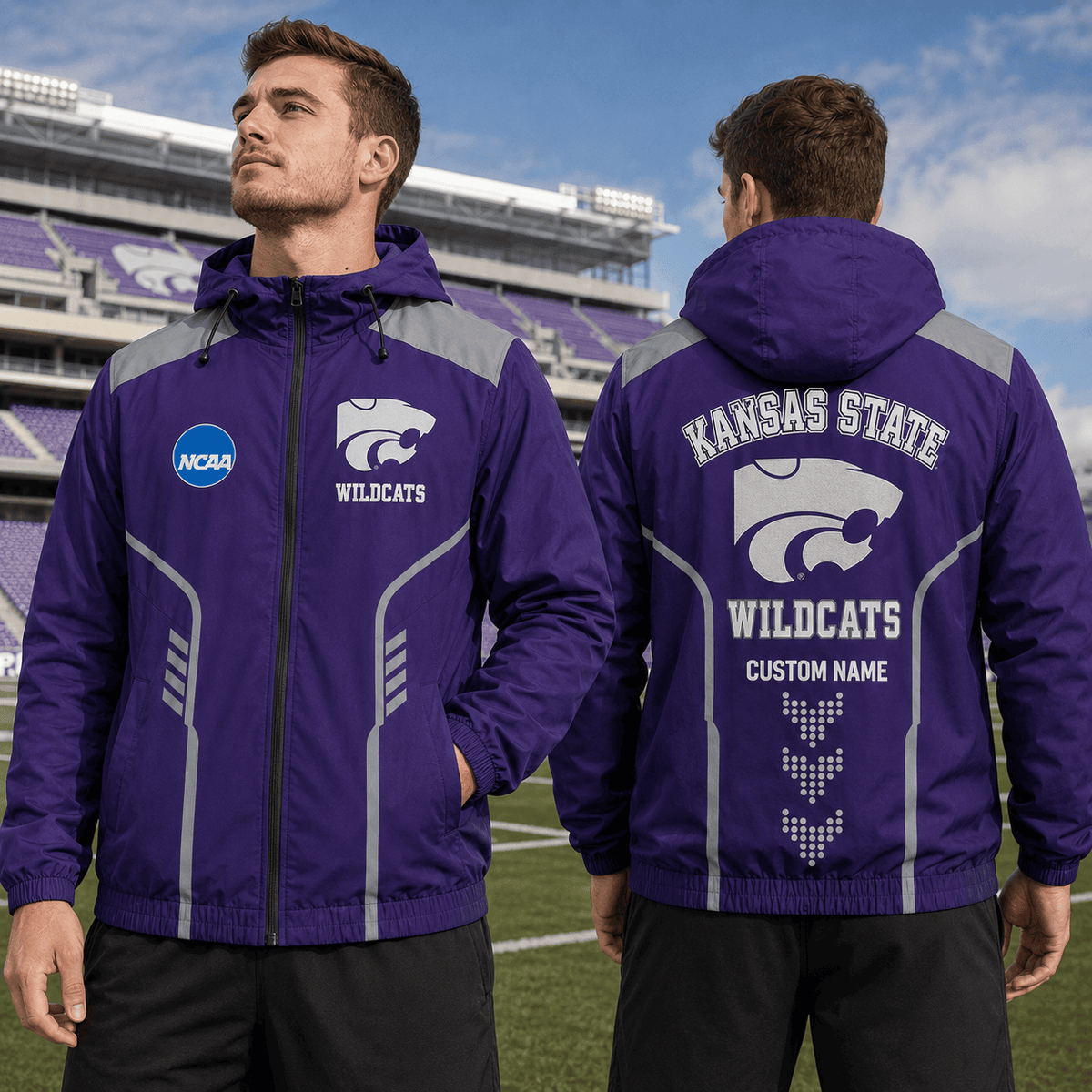 Kansas State Wildcats TDNCAAWJ01 NCAA Personalized Outdoor Windbreaker Jacket