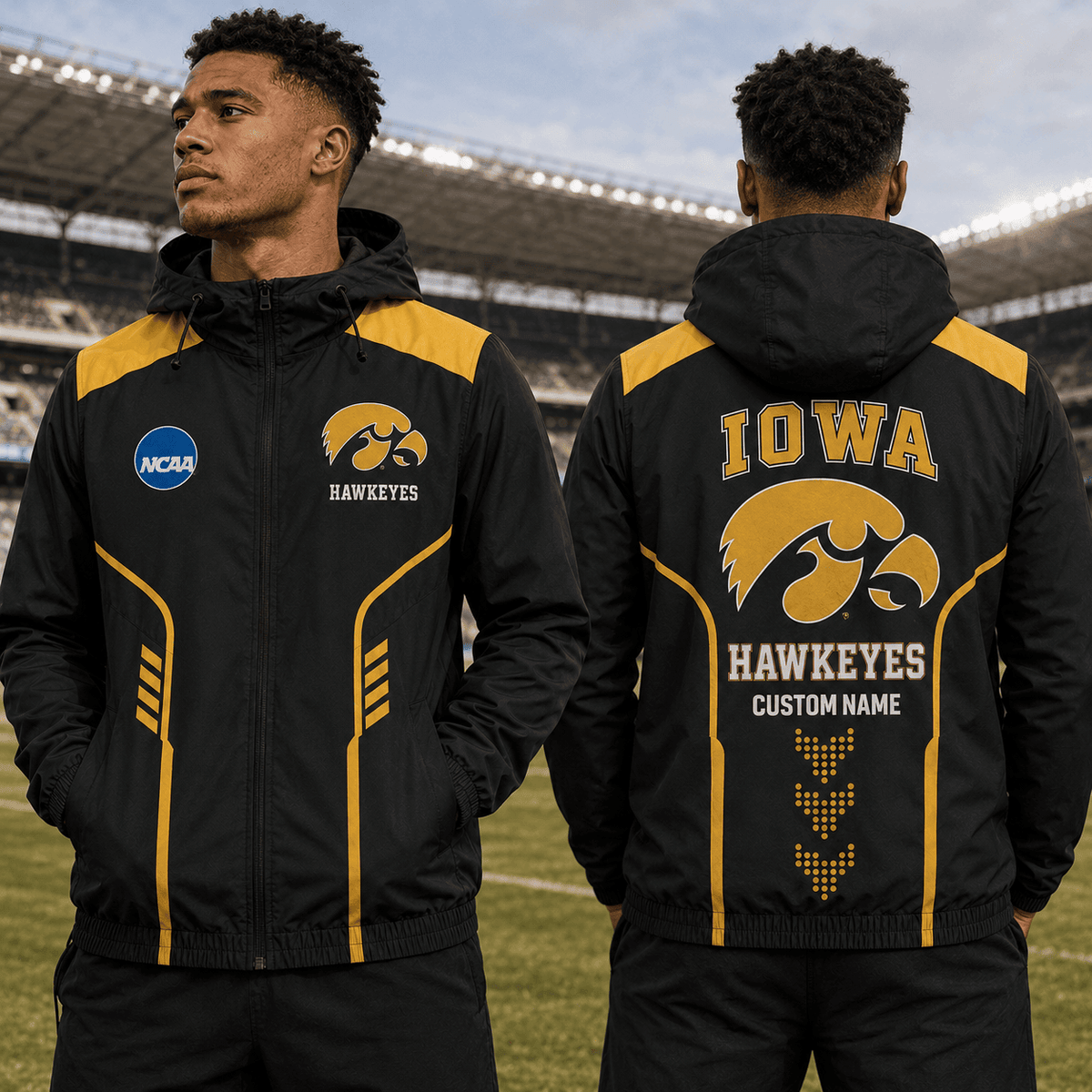 Iowa Hawkeyes TDNCAAWJ01 NCAA Personalized Outdoor Windbreaker Jacket